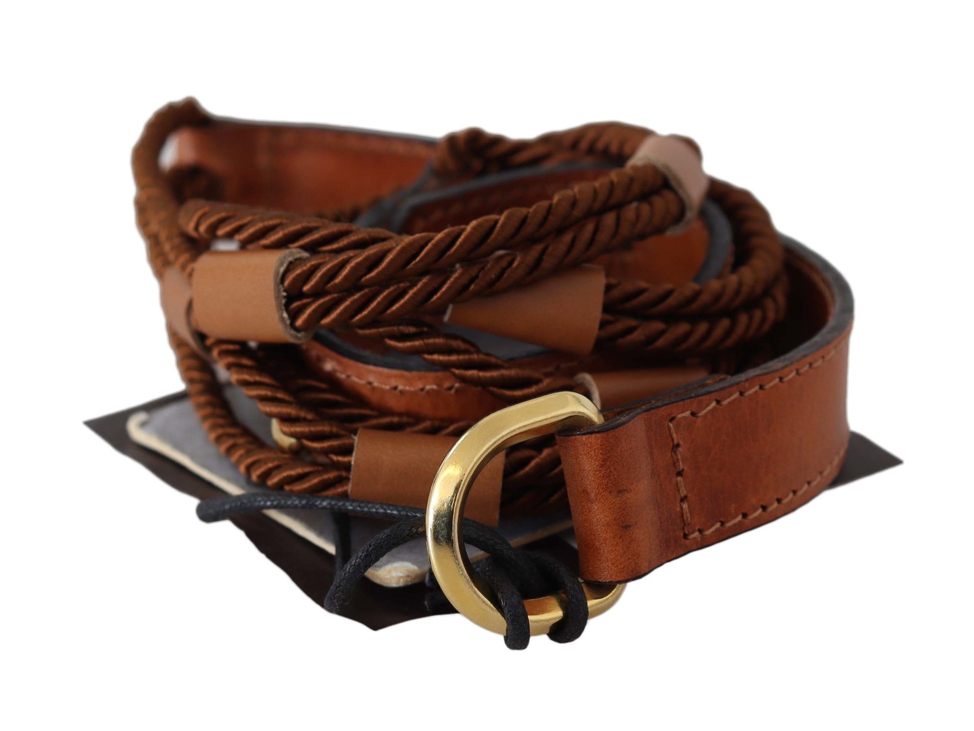 Elegant Braided Leather Belt in Dark Brown - SEHABRANDS