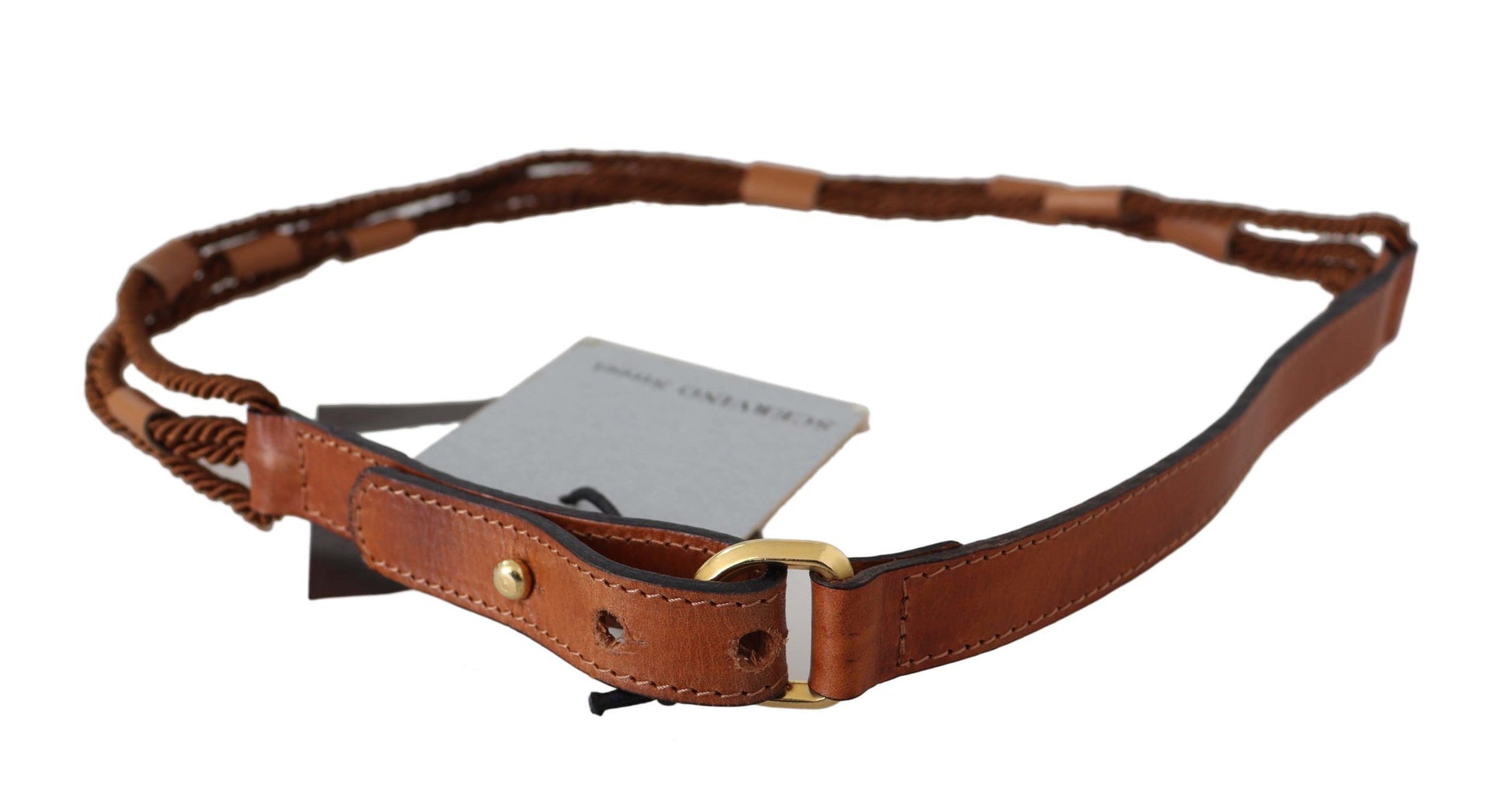 Elegant Braided Leather Belt in Dark Brown - SEHABRANDS