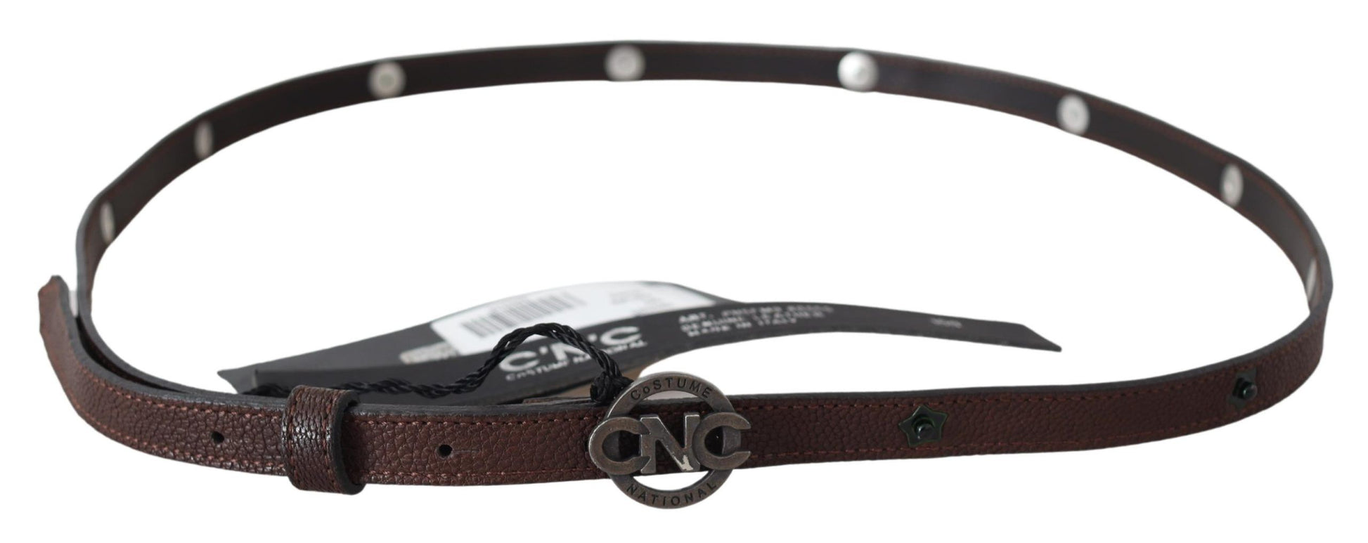 Elegant Brown Leather Belt with Rustic Hardware - SEHABRANDS