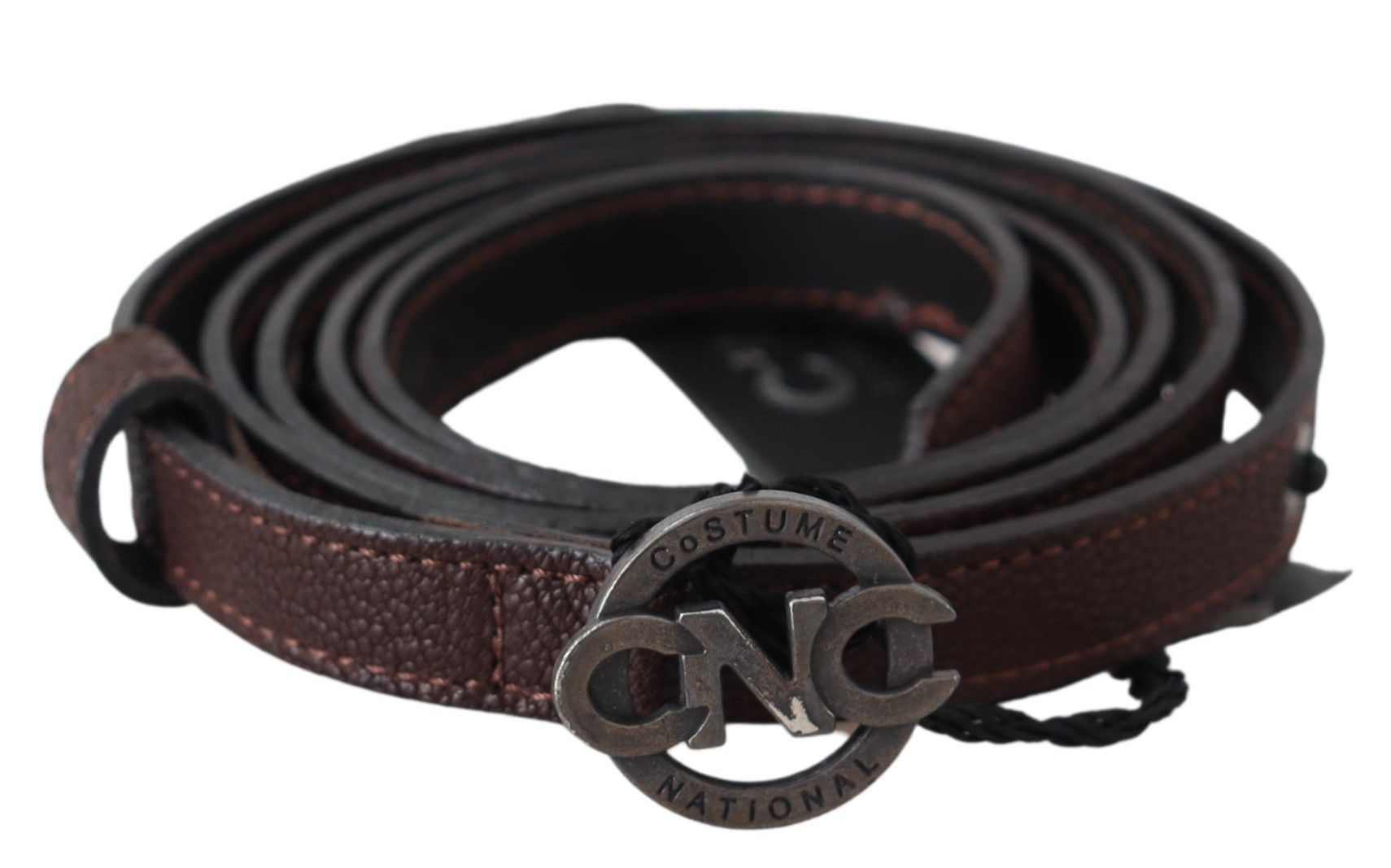 Elegant Brown Leather Belt with Rustic Hardware - SEHABRANDS