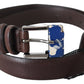 Elegant Brown Leather Classic Belt with Silver-Tone Buckle - SEHABRANDS