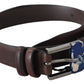 Elegant Brown Leather Classic Belt with Silver-Tone Buckle - SEHABRANDS