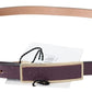 Elegant Maroon Leather Belt with Gold-Tone Buckle - SEHABRANDS