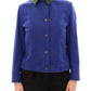 Elegant Blue Wool Jacket with Removable Collar - SEHABRANDS