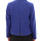 Elegant Blue Wool Jacket with Removable Collar - SEHABRANDS