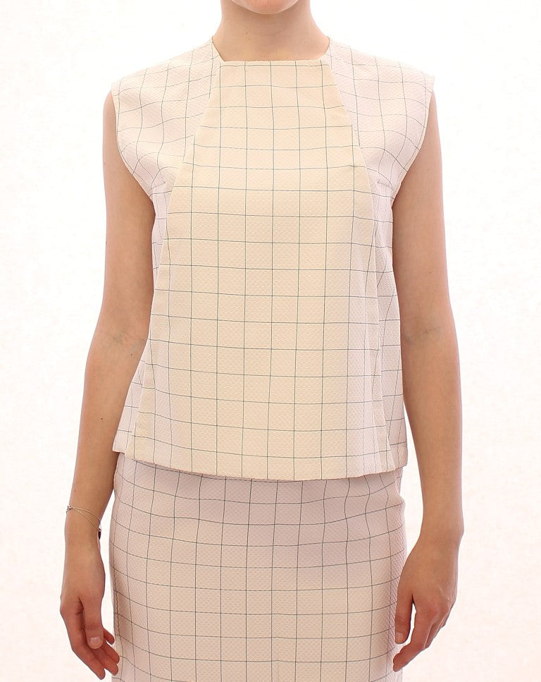 Chic White Sleeveless Cotton Shirt Top - SEHABRANDS