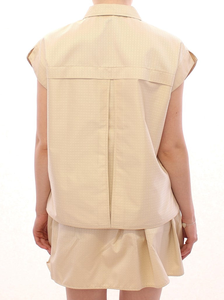 Elegant Beige Blouse Tank Top - SEHABRANDS