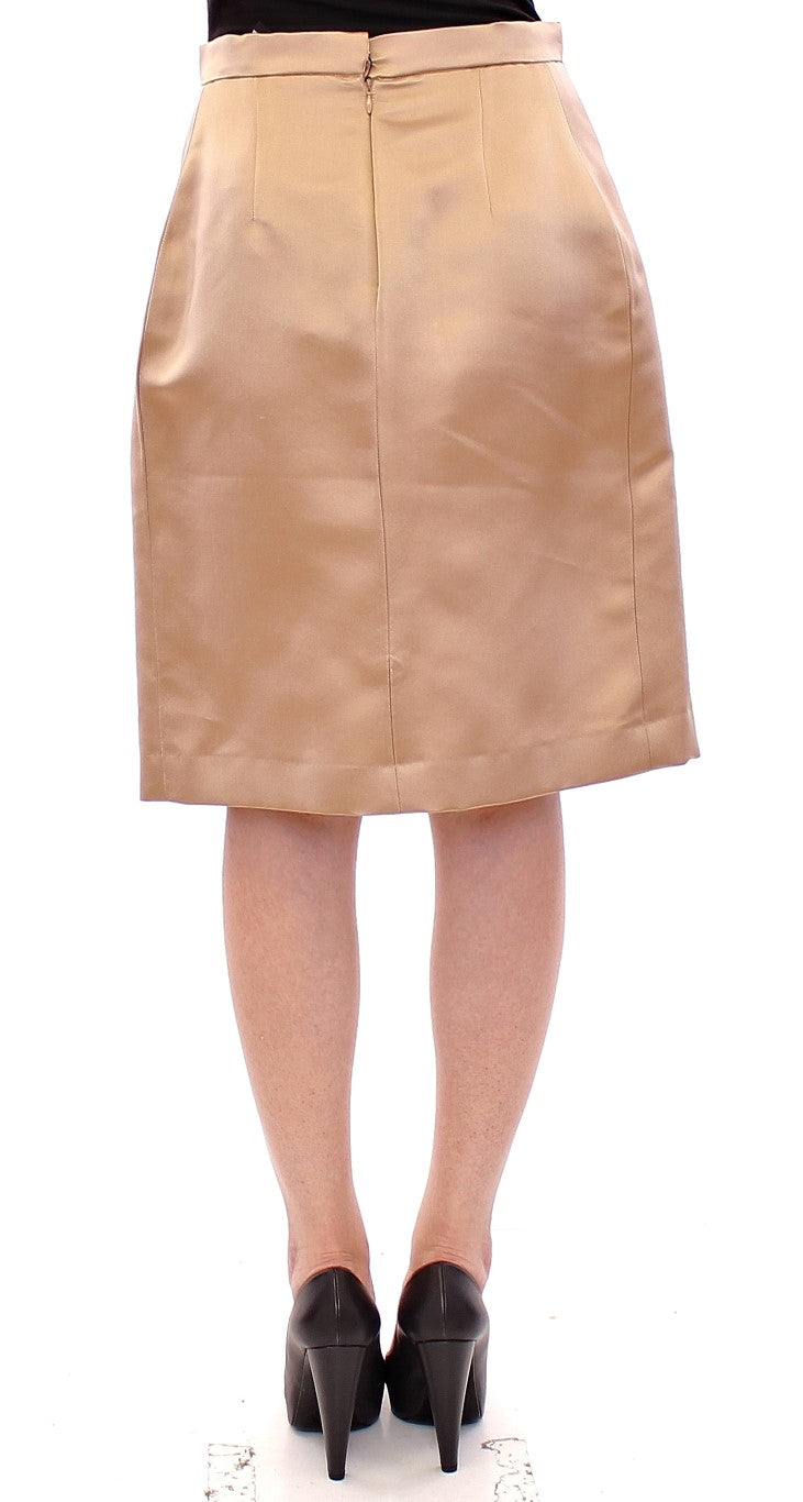 Elegant Silk Pleated Knee-Length Skirt - SEHABRANDS