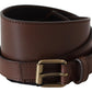 Elegant Rustic Gold-Tone Leather Belt - SEHABRANDS