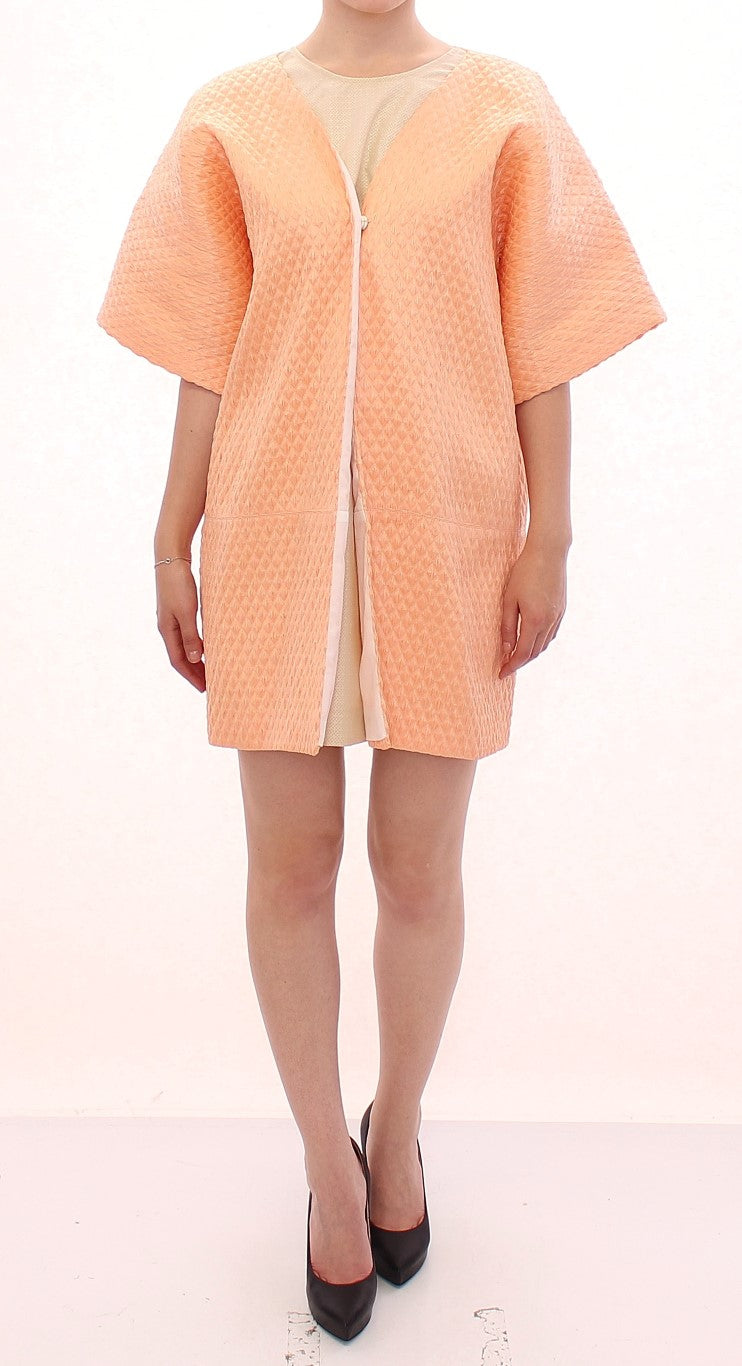 Chic Pink Silk-Blend Short Sleeve Coat - SEHABRANDS