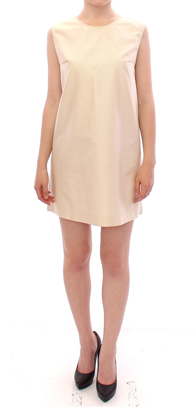 Elegant Beige Shift Sleeveless Dress - SEHABRANDS