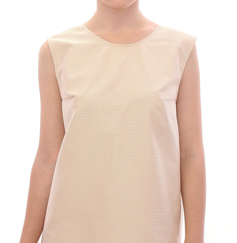 Elegant Beige Shift Sleeveless Dress - SEHABRANDS