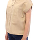 Sleeveless Beige Cotton Tank Top with Brooches - SEHABRANDS