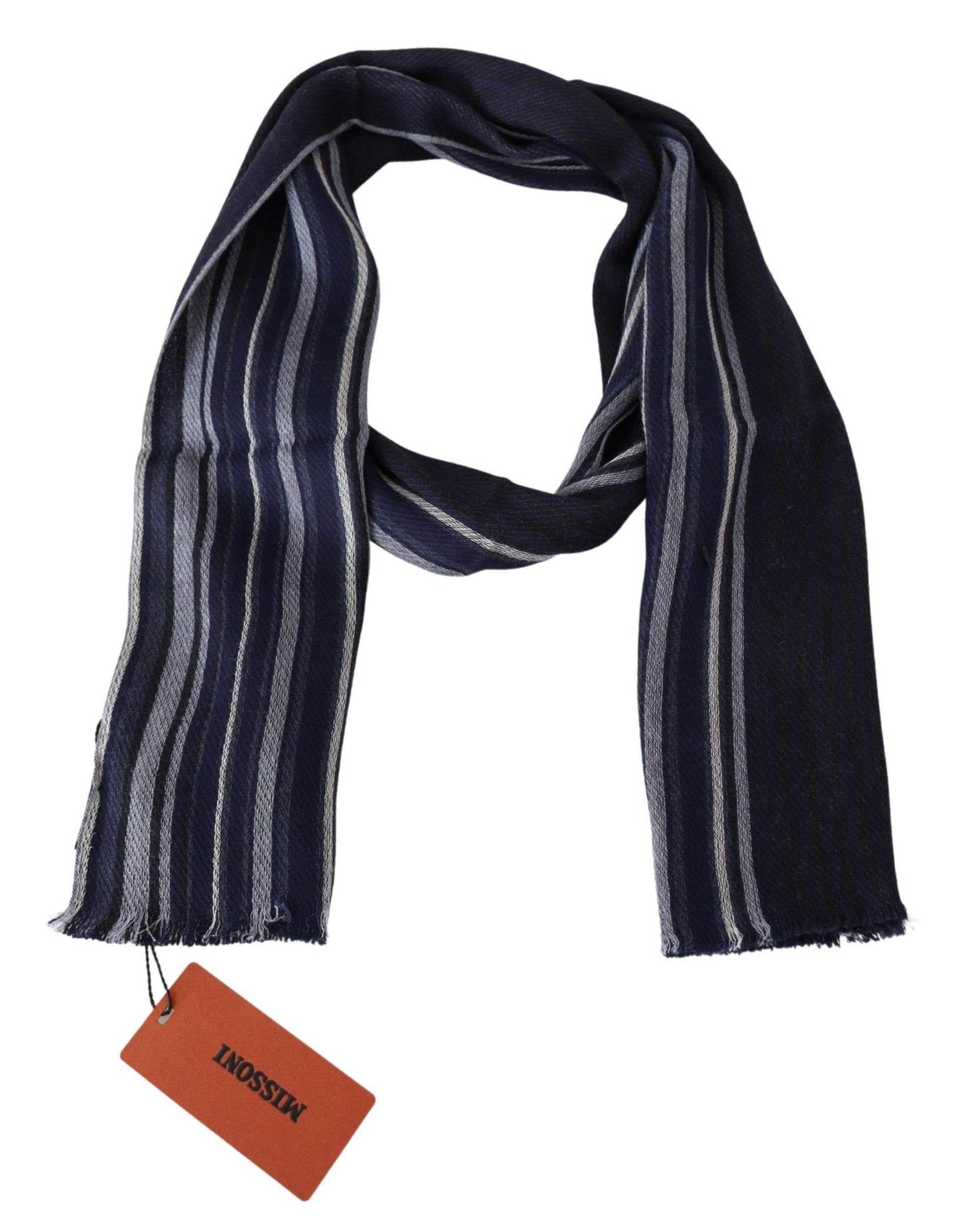 Chic Multicolor Wool Silk Striped Scarf - SEHABRANDS