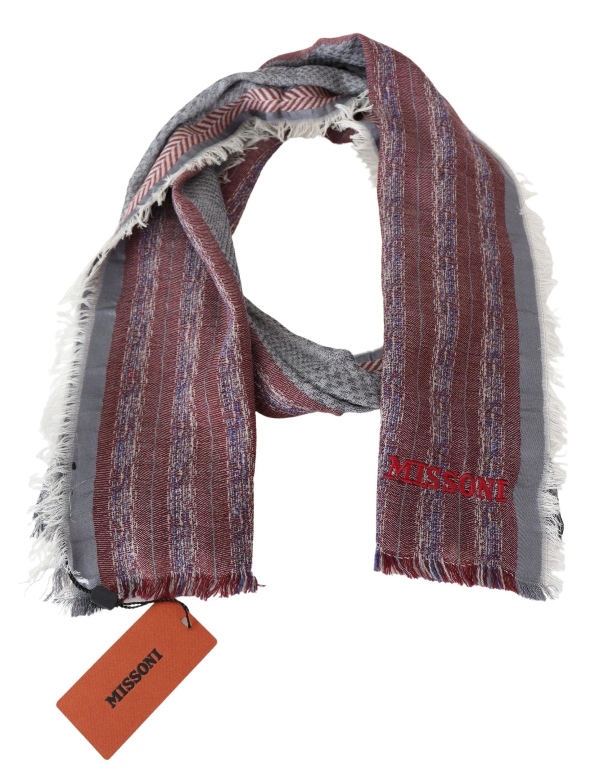 Chic Multicolor Wool Blend Designer Scarf - SEHABRANDS