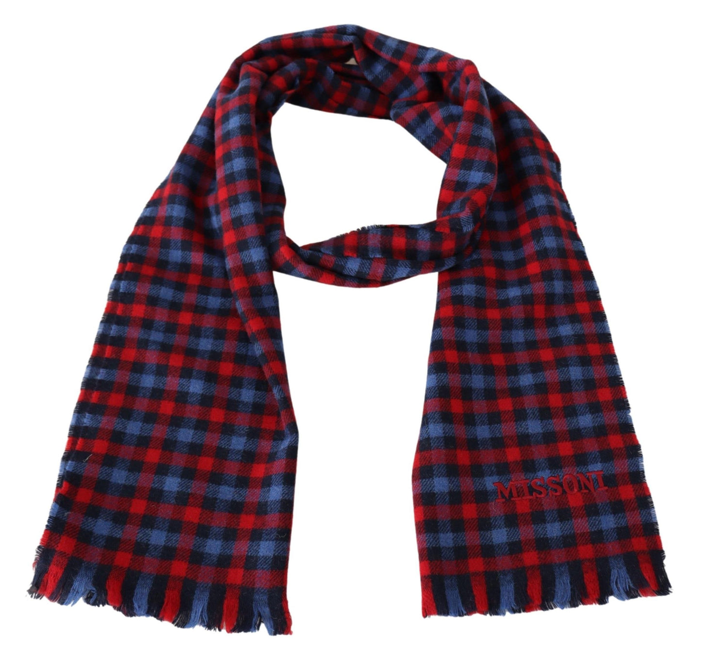 Chic Check Pattern Wool Scarf with Logo Embroidery - SEHABRANDS