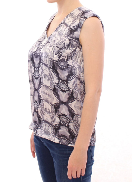 Exquisite Silk Sleeveless Blouse in Multicolor - SEHABRANDS