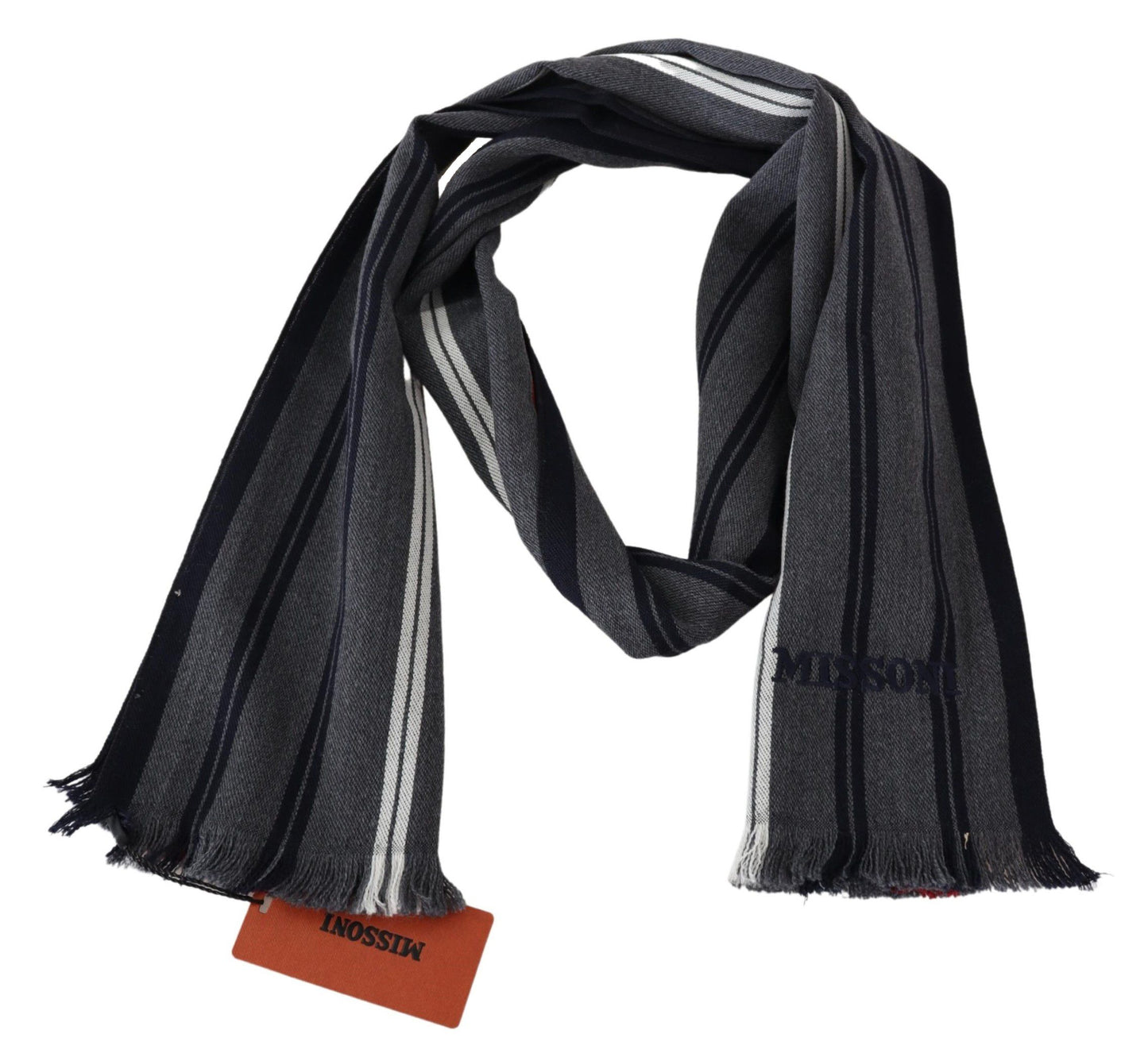 Elegant Multicolor Wool Scarf with Logo Embroidery - SEHABRANDS