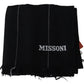 Elegant Black Wool Scarf with Logo Embroidery - SEHABRANDS