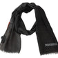 Elegant Black Wool Scarf with Embroidered Logo - SEHABRANDS