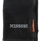 Elegant Black Wool Scarf with Embroidered Logo - SEHABRANDS