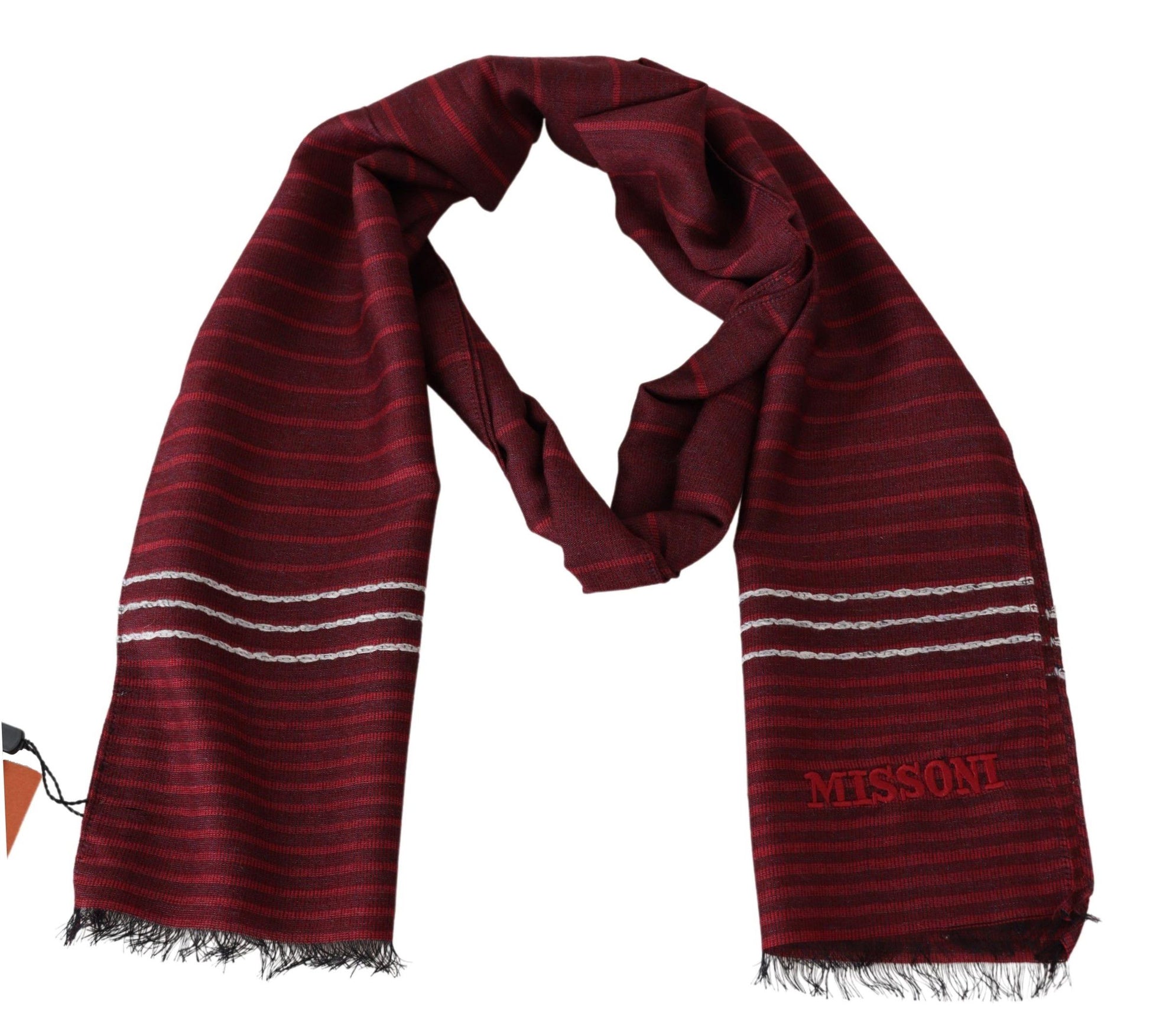 Elegant Wool Silk Blend Striped Scarf - SEHABRANDS