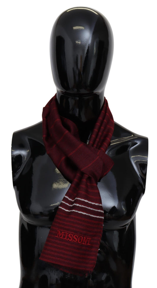 Elegant Wool Silk Blend Striped Scarf - SEHABRANDS