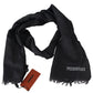 Elegant Black Wool Fringed Scarf - SEHABRANDS