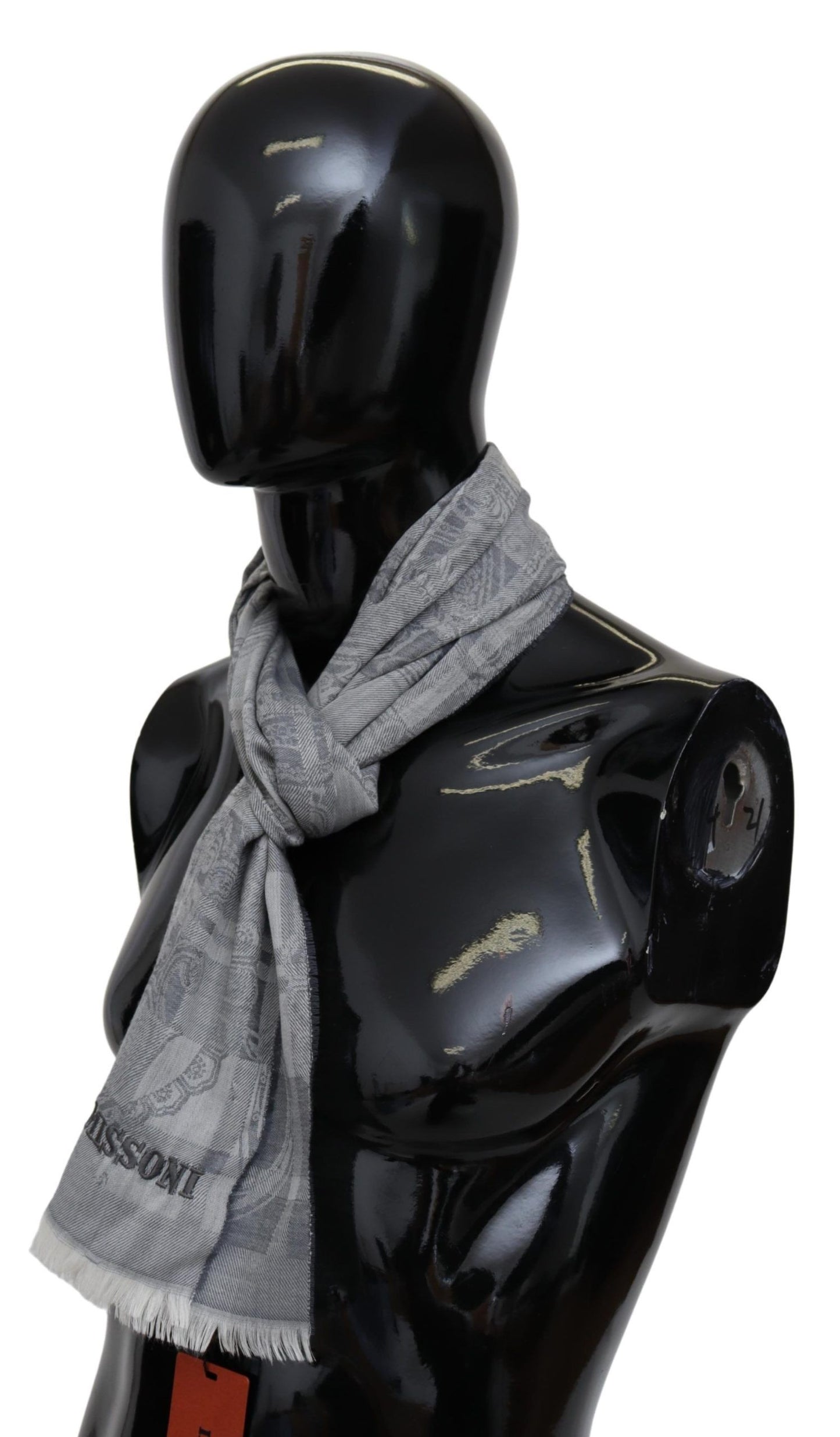 Chic Unisex Gray Wool Scarf with Logo Embroidery - SEHABRANDS