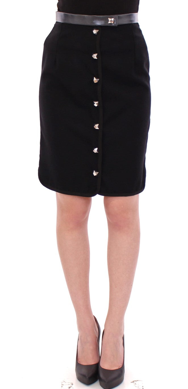 Elegant Black Wool-Cotton Blend Skirt - SEHABRANDS