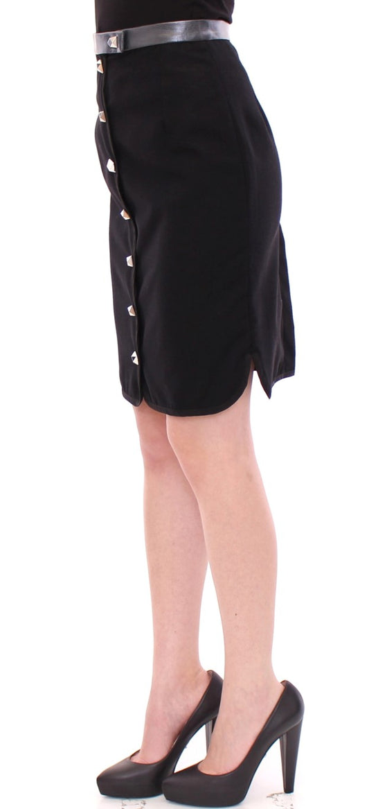 Elegant Black Wool-Cotton Blend Skirt - SEHABRANDS