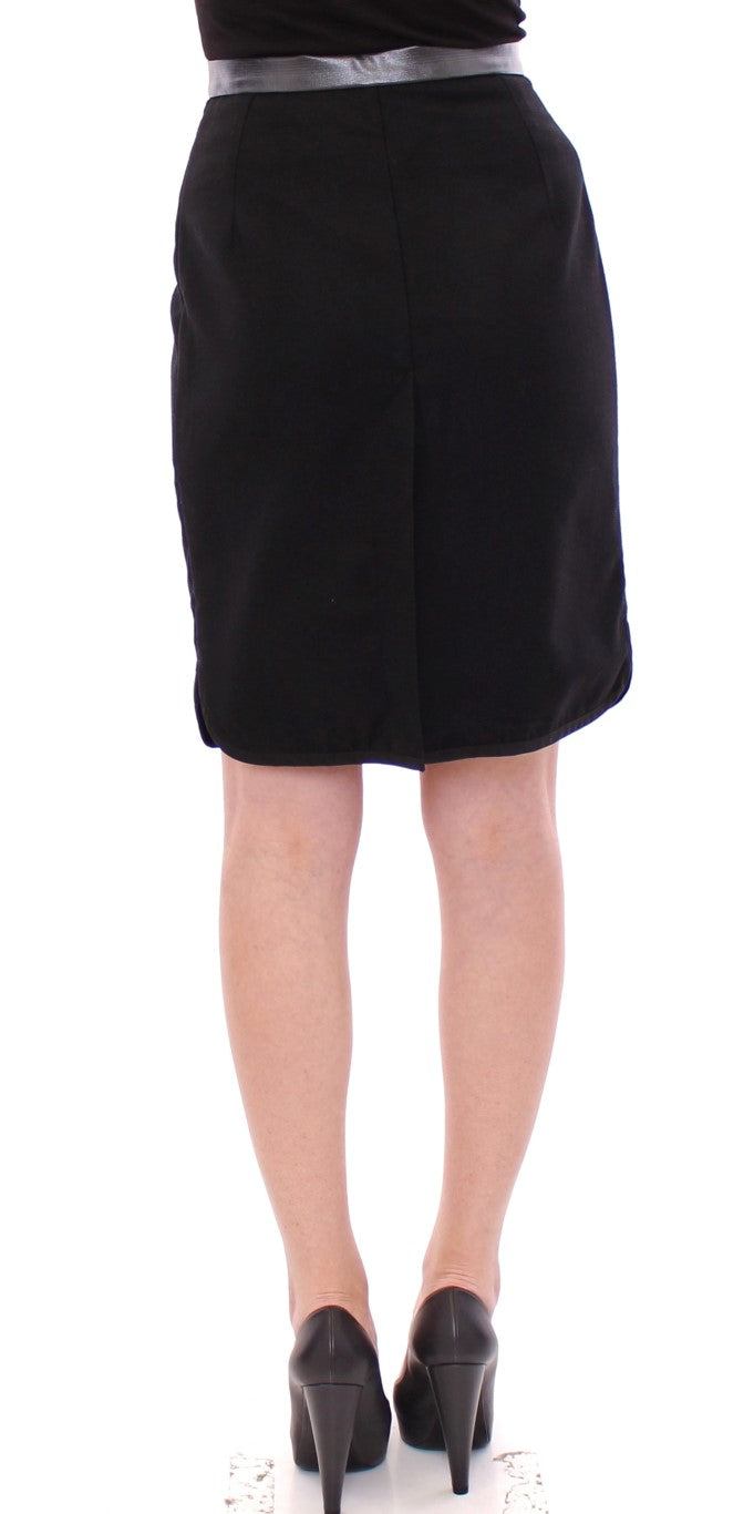 Elegant Black Wool-Cotton Blend Skirt - SEHABRANDS