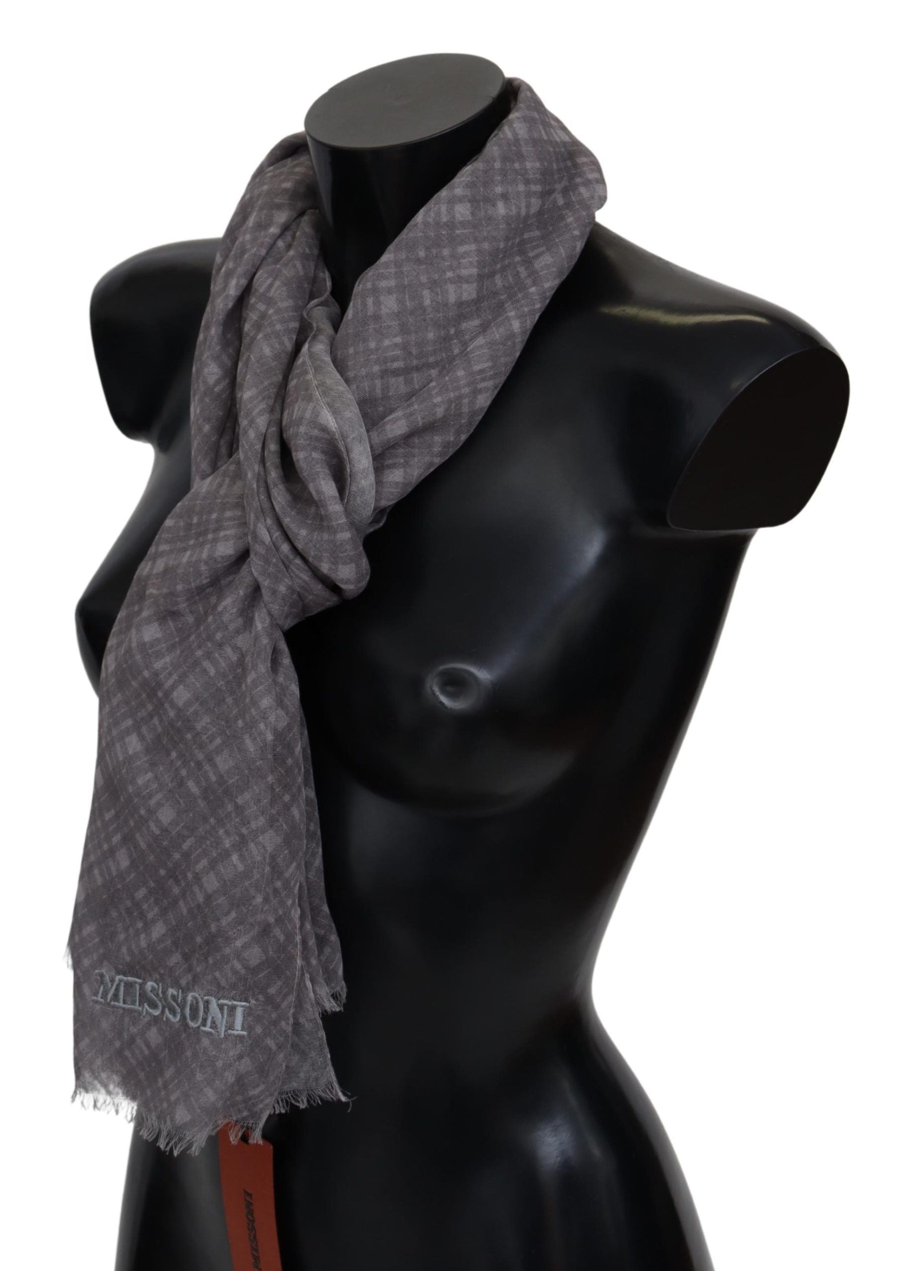 Elegant Wool Silk Blend Plaid Scarf - SEHABRANDS