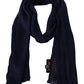 Elegant Blue Wool Scarf with Embroidered Logo - SEHABRANDS