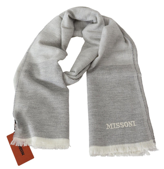 Elegant Beige Wool Scarf with Embroidery Detail - SEHABRANDS