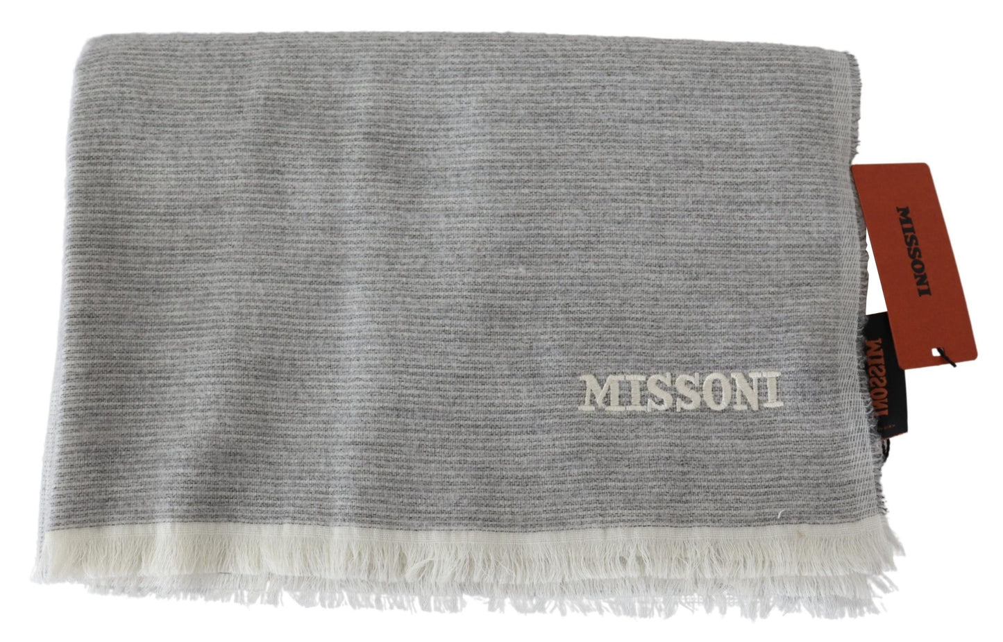 Elegant Beige Wool Scarf with Embroidery Detail - SEHABRANDS