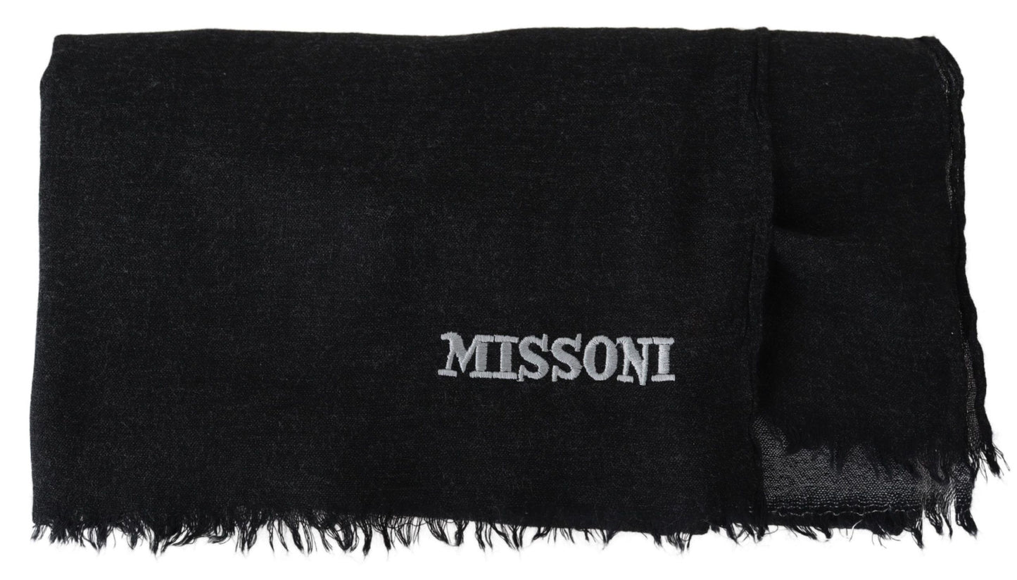 Elegant Wool Scarf with Signature Embroidery - SEHABRANDS