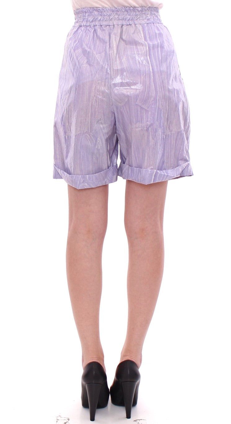 Elegant Purple Viscose Shorts - Side Zip Closure - SEHABRANDS