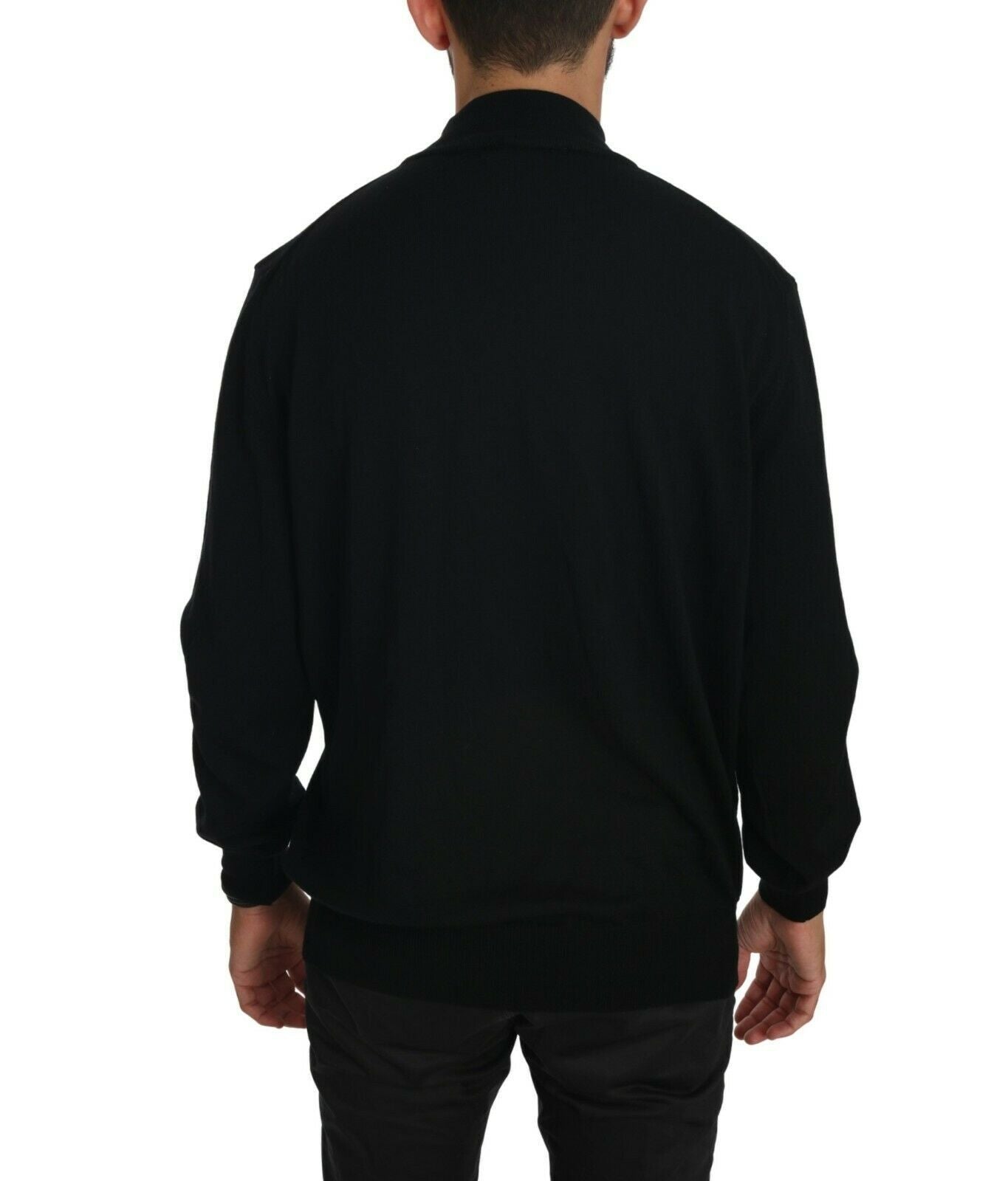 Elegant Black Virgin Wool Pullover Sweater - SEHABRANDS