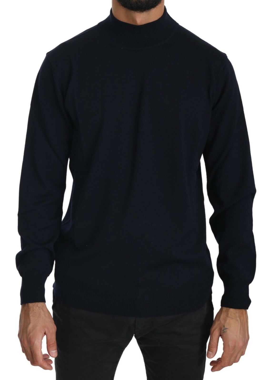 Elegant Dark Blue Pullover Sweater - SEHABRANDS