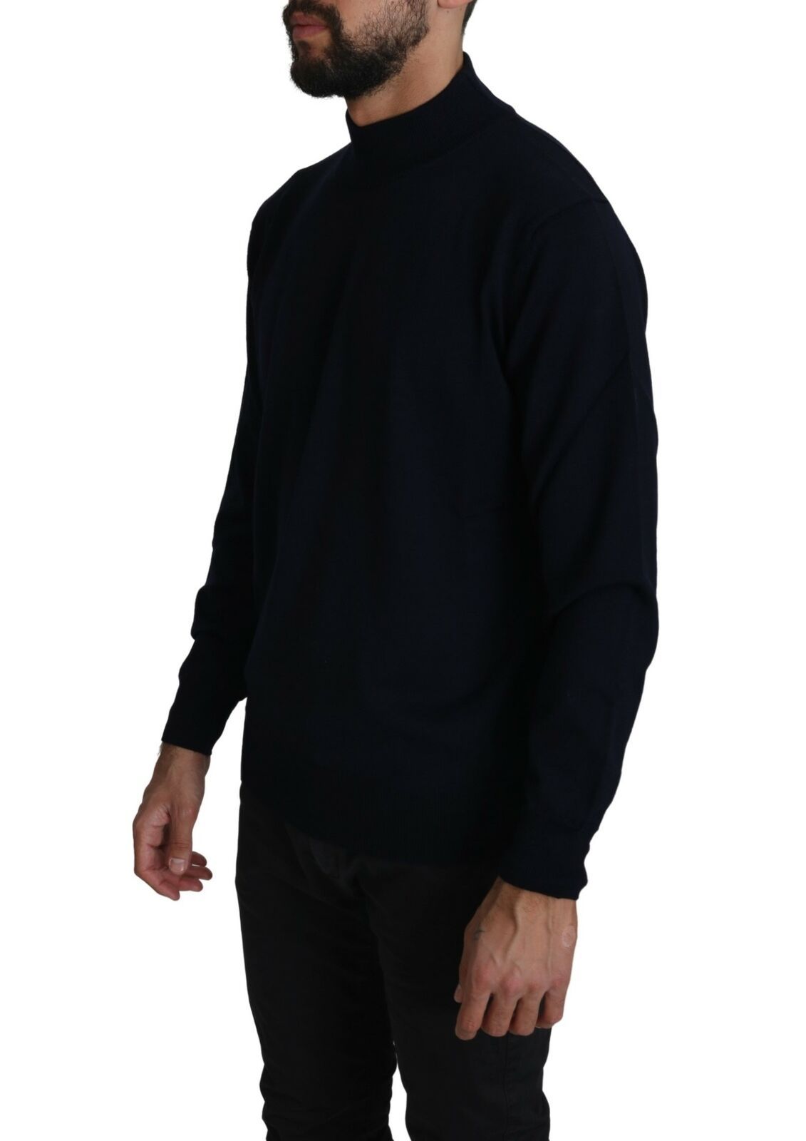 Elegant Dark Blue Pullover Sweater - SEHABRANDS