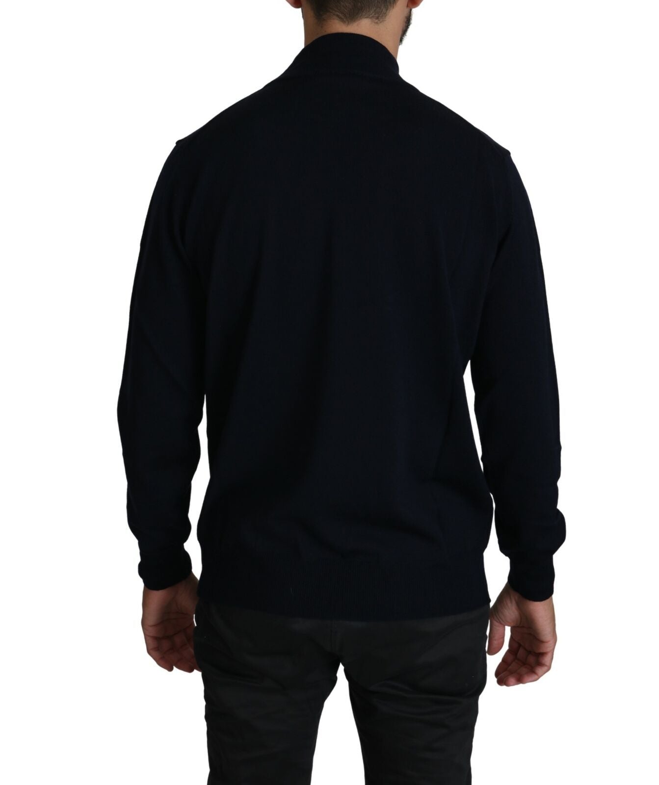 Elegant Dark Blue Pullover Sweater - SEHABRANDS