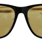 Chic Black Acetate Sunglasses with Yellow Lenses - SEHABRANDS