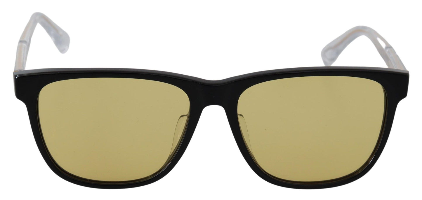 Chic Black Acetate Sunglasses with Yellow Lenses - SEHABRANDS