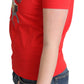 Chic Red Cotton Tee with Playful Print - SEHABRANDS