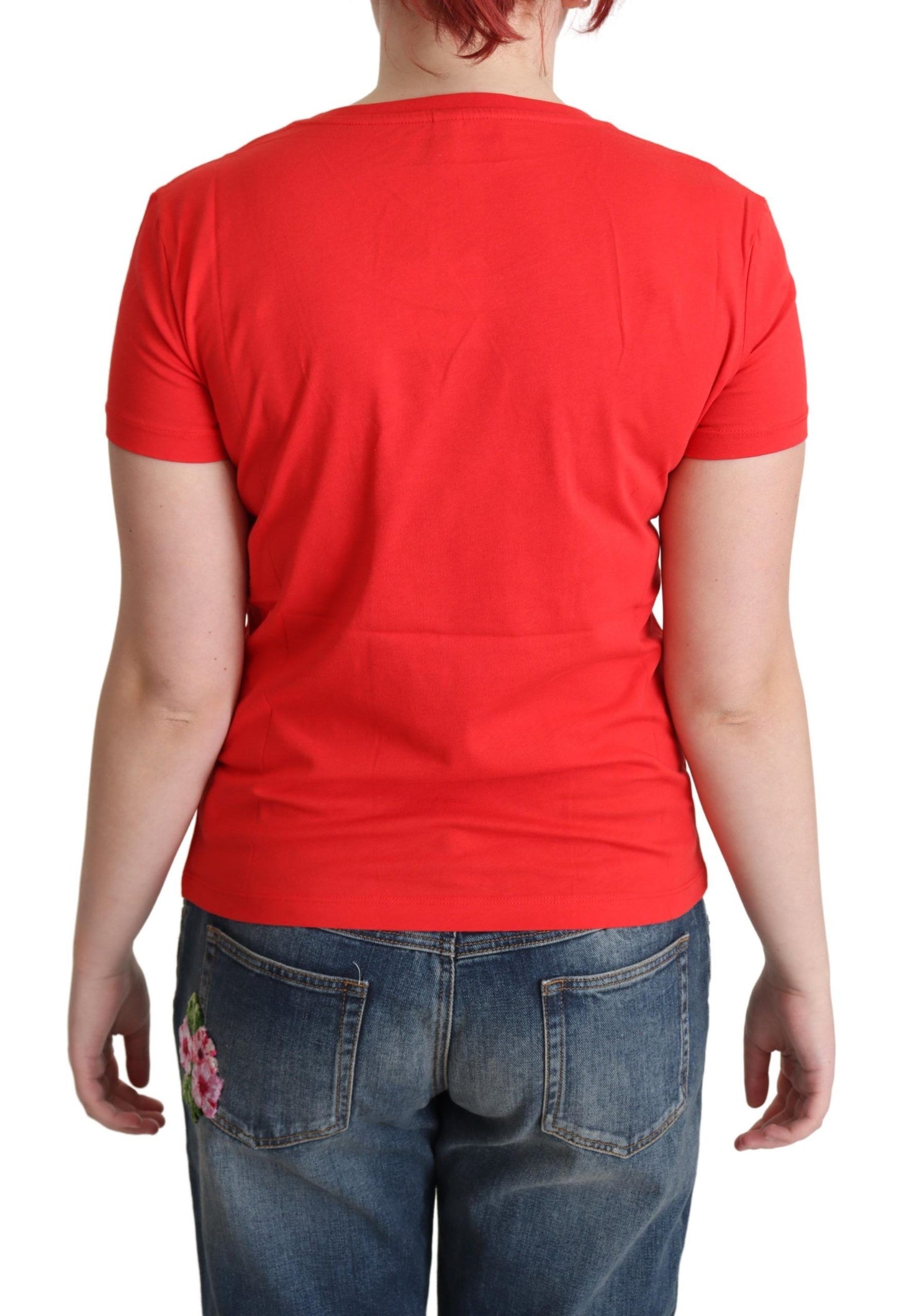 Chic Red Cotton Tee with Playful Print - SEHABRANDS