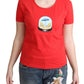 Chic Red Cotton Tee with Signature Print - SEHABRANDS