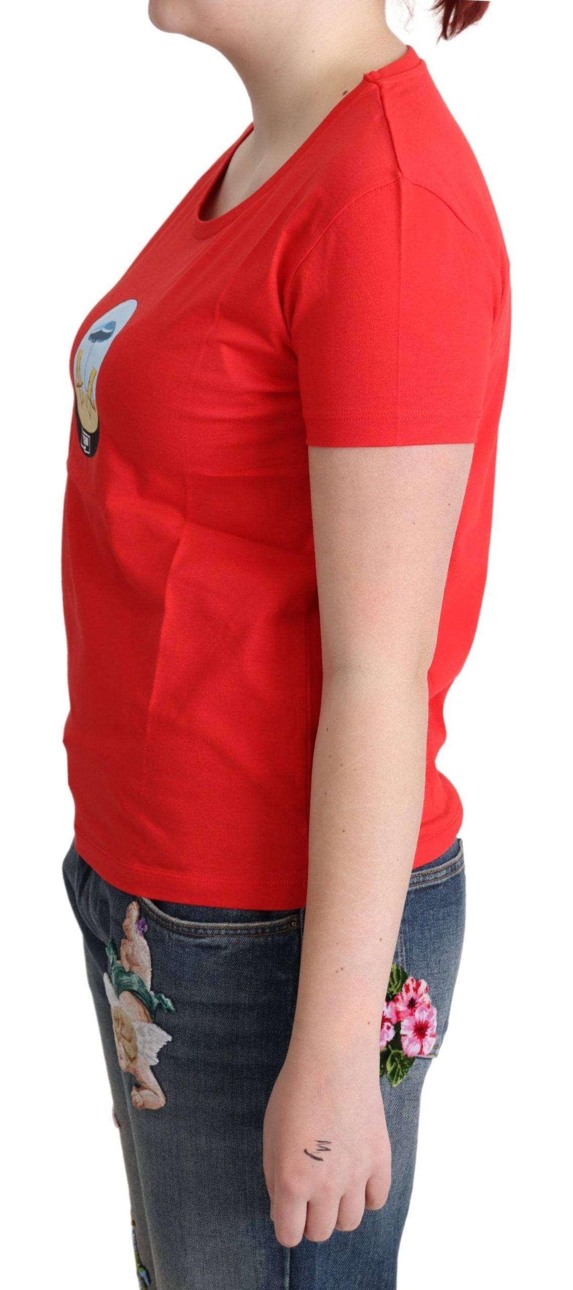 Chic Red Cotton Tee with Signature Print - SEHABRANDS