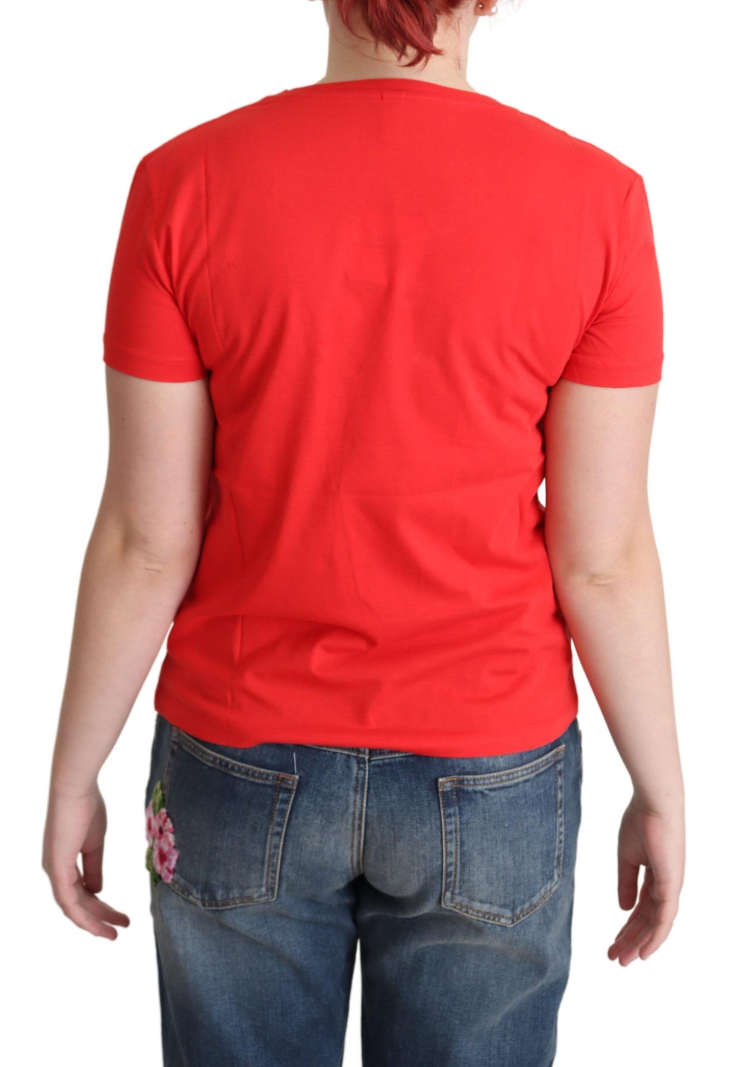 Chic Red Cotton Tee with Signature Print - SEHABRANDS