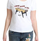 Chic Cotton Round Neck Tee with Playful Print - SEHABRANDS